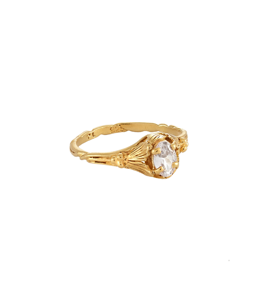 Purnama Oval Brilliant Solitaire Ring Gold Dip