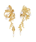 Bunga Sulur Pearl Dangle Earrings Gold Dip