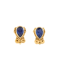 Vintage Pear Blue Crystal Studs Gold Dip