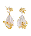 Bunga Large MOP Drop Earrings Gold Dip