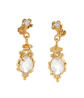 Flower Spring Rose Quartz Dangle Studs Gold Dip