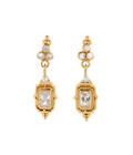 Vintage Mirror Dangle Earrings Gold Dip