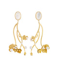 Bunga MOP Long Dangle Earrings Gold Dip
