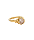 Garden Round White Crystal Ring Gold Dip