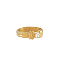 Classic Hammered White Crystal Ring Gold Dip