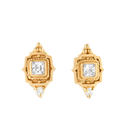 Vintage Square Crystal Studs Gold Dip