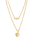 Moon Flower White Crystal Double Necklace Gold Dip
