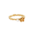 Mini Lotus Pearl Ring Gold Dip