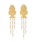 Canang Gebogan Pearl Tassel Dangle Earrings Gold Dip