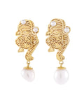 Macan Small Dangle Baroque Studs Gold Dip