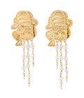 Macan Pearl Tassel Dangle Earrings Gold Dip