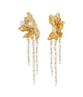 Bunga Pearl Tassel Dangle Earrings Gold Dip