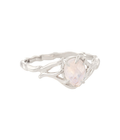 Akar Ring Rainbow Moonstone Pear Silver