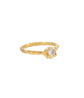 Vasya White Crystal Ring Gold Dip