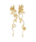 Bunga Pearl Long Drop Earrings Gold Dip