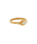 Heritage Oval White Crystal Ring Gold Dip