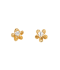 Mini Flower Crystal Studs Gold Dip