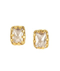 PUTRI Anyaman Octagon Crystal Studs Gold Dip