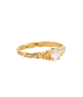 Vine Leaves Oval Brilliant Solitaire Ring Gold Dip
