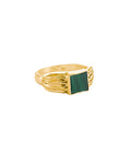 Classic Square Malachite Ring Gold Dip