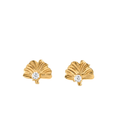Mini Ginko Leaf Crystal Studs Gold Dip