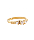 Vintage Bun Trilogy Round Brilliant Cut Ring Gold Dip