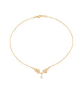 Leaves White Crystal Necklace Gold Dip