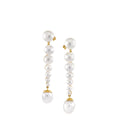 Moon Cycle Pearl Long Drop Earrings Gold Dip