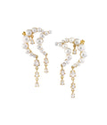 Moon Cycle Pearl Cascade Earrings Gold Dip