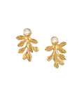 Dream Garden Leaf Studs with White Crystal Gold Dip