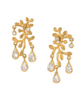 Dream Garden Leaf Dangle with White Crystal Gold Dip