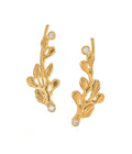 Dream Garden Leaf Ear Climber Earrings Gold Dip