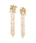 Wild Orchids Chain Dangle Earrings Gold Dip