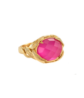 Cerita Red Crystal Ring Gold Dip