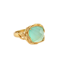 Cerita Cushion Green Aqua Ring Gold Dip