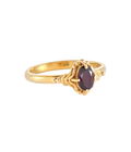 Patram Red Garnet Solitaire Ring Gold Dip