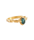Oval Leaf Green Quartz Solitaire Ring Gold Dip