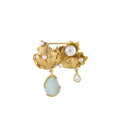 Moon Flower Amazonite Dangle Brooch Gold Dip