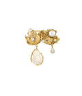 Moon Flower Rainbow Moonstone Dangle Brooch Gold Dip