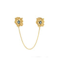 Classic London Blue Topaz Double Brooch Gold Dip