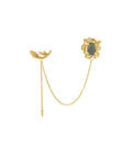 Classic Rolo Labradorite Double Brooch Gold Dip