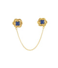 Classic Lapis Lazuli Double Brooch Gold Dip