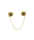 Classic Malachite Double Brooch Gold Dip