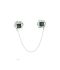 Classic Malachite Double Brooch Silver