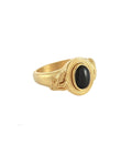 Classic Round Black Onyx Ring Gold Dip