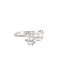 Water Wave Of The Lake Double Crystal Ring Silver