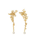 Manusia Bebas Crystal Long Dangle Earrings Gold Dip