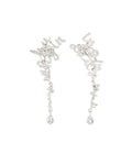 Manusia Bebas Crystal Long Dangle Earrings Silver