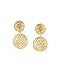Anyaman Double Round Dangle Earrings Gold Dip