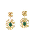 Anyaman Malachite Oval Dangle Earrings Gold Dip
